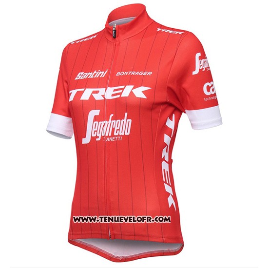 2018 Maillot Ciclismo Femme Trek Segafredo Rouge Manches Courtes et Cuissard